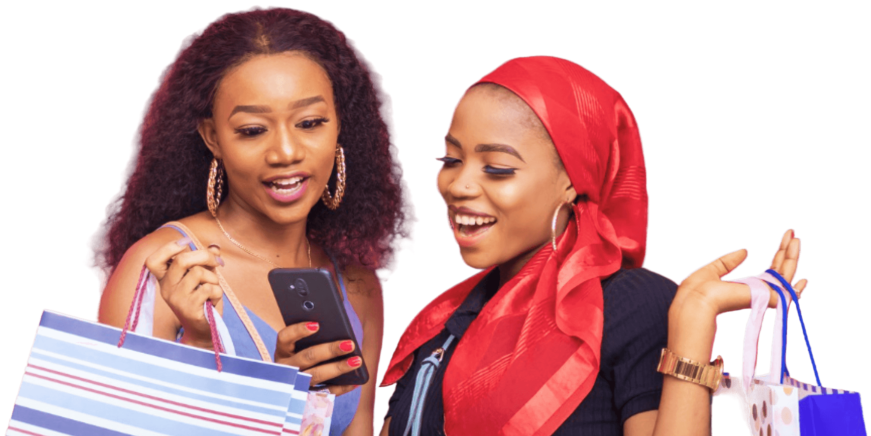 Femmes faisant du shopping avec l'application mobile